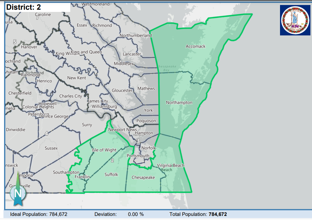 The 2nd Congressional District. Courtesy of Virginia Supreme Court.