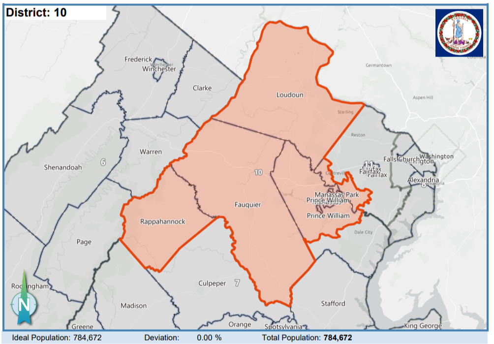 The10th Congressional District. Courtesy of Virginia Supreme Court.
