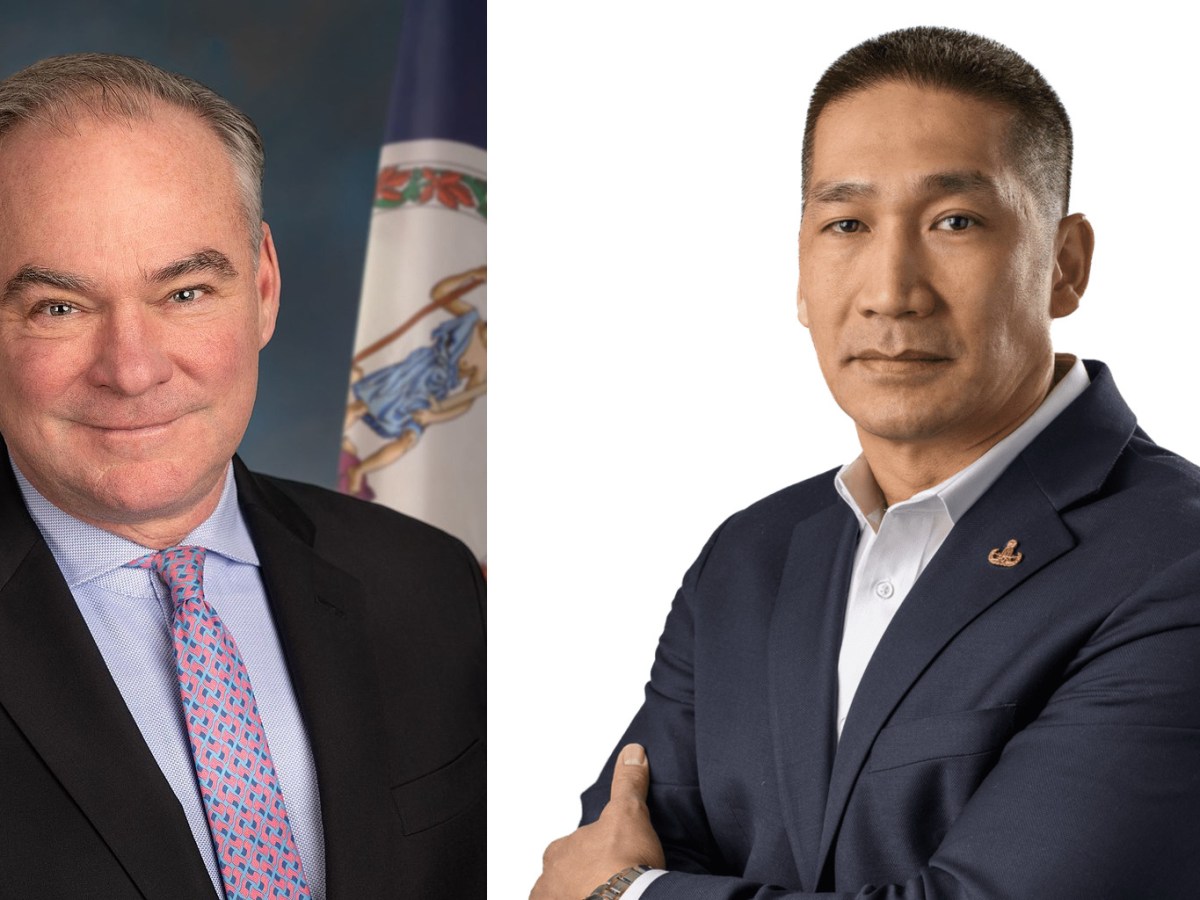 U.S. Senator Tim Kaine, D-Va., left, and Republican challenger Hung Cao.