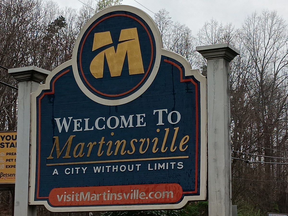 The welcome sign for Martinsville. Photo by Dean-Paul Stephens.
