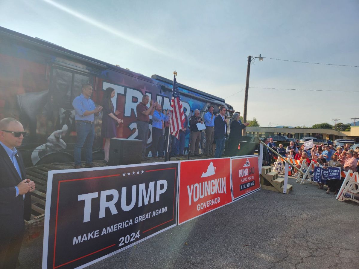 John McGuire speaks at a Republican rally in Bedford County. Photo by Dwayne Yancey.