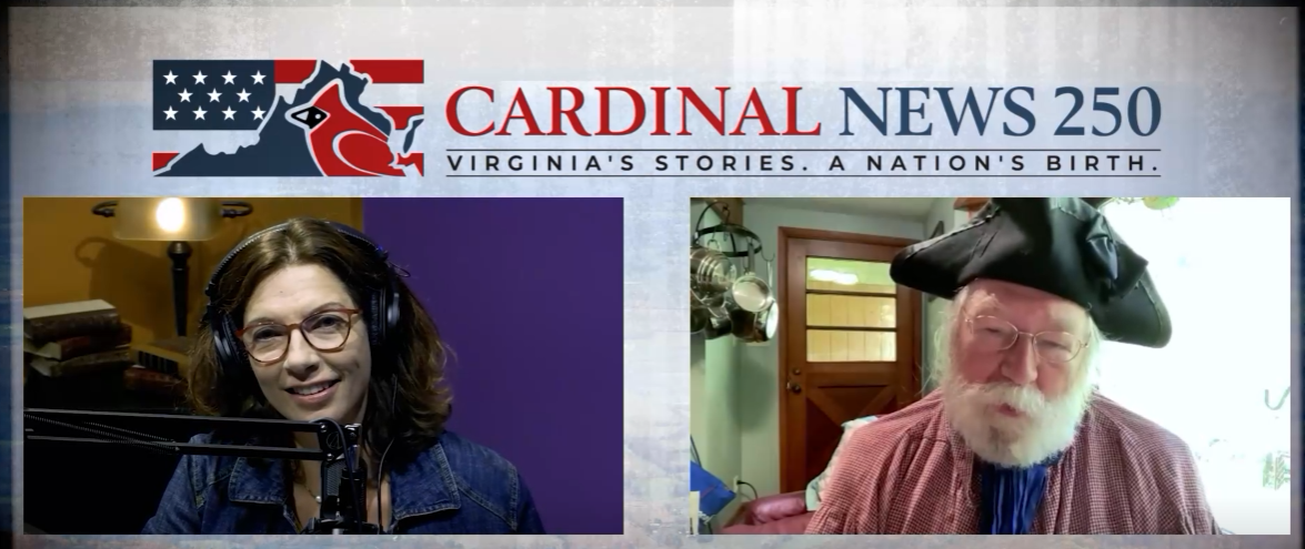 Dutchie Jessee speaks Tom Vaughan,  treasurer of the Overmountain Victory Trail Association in Bristol, Tennessee.