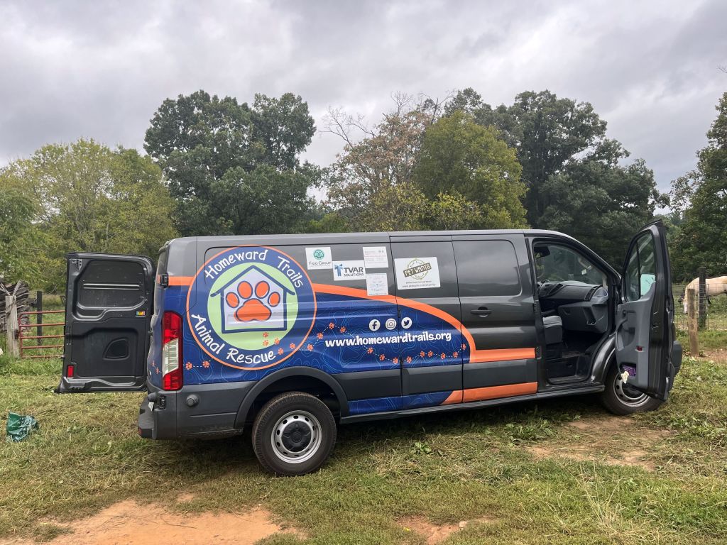 A Homeward Trails van is parked on Danville farmland during a trap-neuter-vaccinate-return clinic in September.