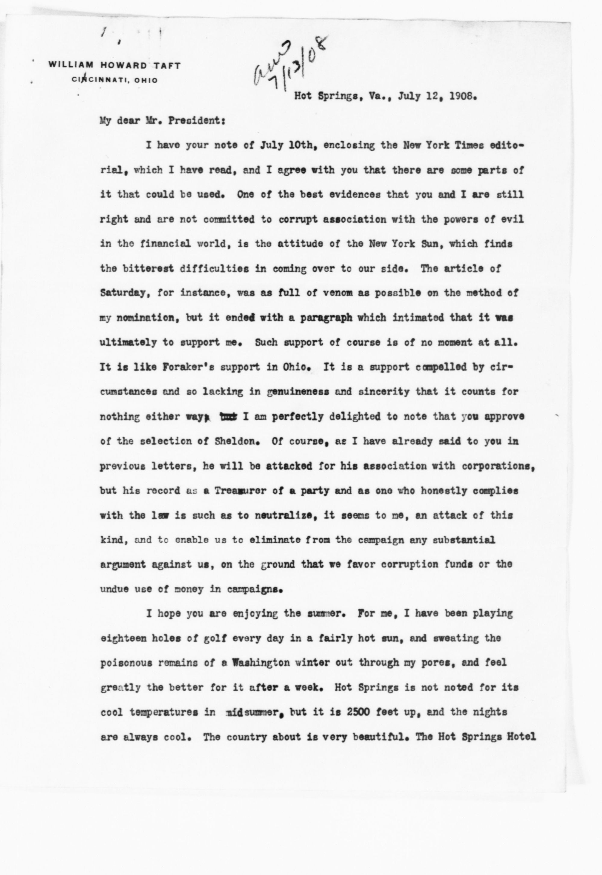 William Howard Taft made technological history in Bath County ...